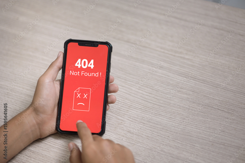 Poster 404 not found error message on smartphone screen