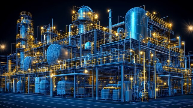 Detailed blueprint of an industrial complex. - Powered by Adobe