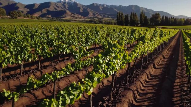 Vineyards in the Mendoza wine region, showcasing Malbec grapes