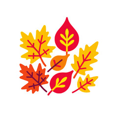 Obraz premium Colorful Autumn Leaves Illustration-Fall Foliage Graphic Design-Seasonal Decor with Vibrant Reds-Oranges and Yellows-Perfect for Thanksgiving and Autumn Projects