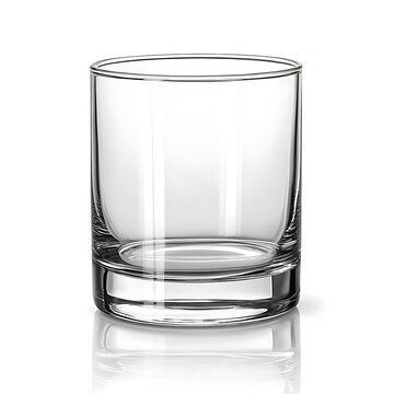 A clear empty glass tumbler with a thick base perfect for serving spirits or water