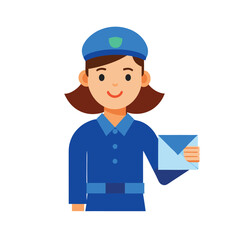 Cartoon Mail Carrier Woman Holding Letters