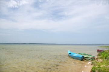 Wooden boats on a lake