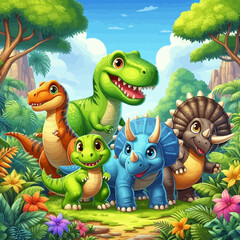 Obraz premium Illustration of Dynosaurs for Kids