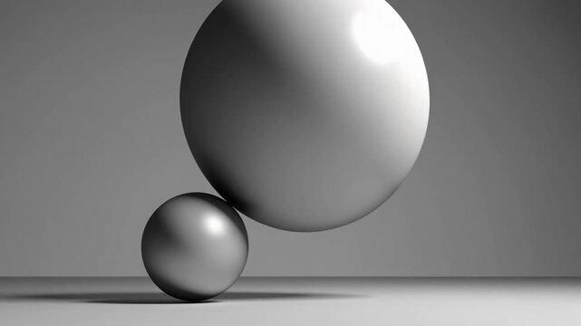 Corporate risk mitigation symbolized by small sphere obstructing larger one on an inclined plane. Business continuity, insurance, and crisis prevention illustrated through 3D rendering.