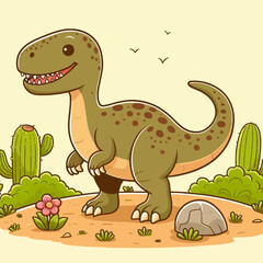 Obraz premium Illustraion Cartoon Art of Dynosaur