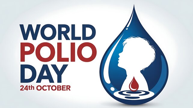 World polio day october 24th with a drop symbolizing vaccination