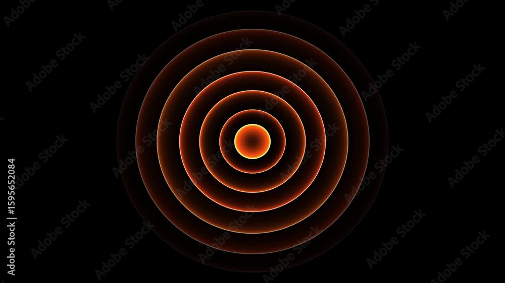 Poster orange neon circle waves loop animation background