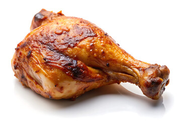 Realistic roasted chicken lag isolated on a white background. Grill roast bbq chicken leg