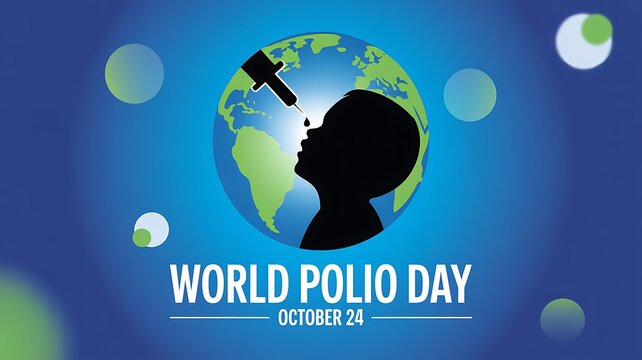 World polio day illustration showing a child receiving a vaccination