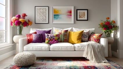 Cozy Living Room With Colorful Accents And Natural Light