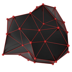 Abstract Polygon Backgrounds with Red and Black Low-Poly Mesh Surfaces – Geometric 3D Shapes with Wireframe Grids, Irregular Structures, and a Modern Futuristic Visual Aesthetic