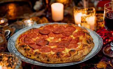 Pepperoni's true rustic pizza with sourdough mass fermented with Levain. A perfect vera pizza