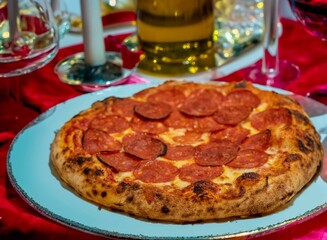Pepperoni's true rustic pizza with sourdough mass fermented with Levain. A perfect vera pizza