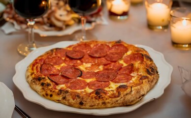 Pepperoni's true rustic pizza with sourdough mass fermented with Levain. A perfect vera pizza
