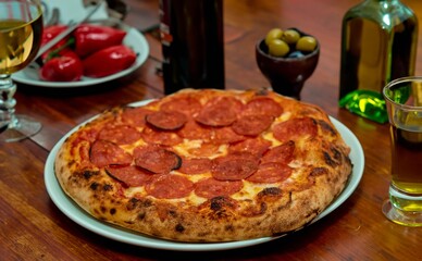Pepperoni's true rustic pizza with sourdough mass fermented with Levain. A perfect vera pizza
