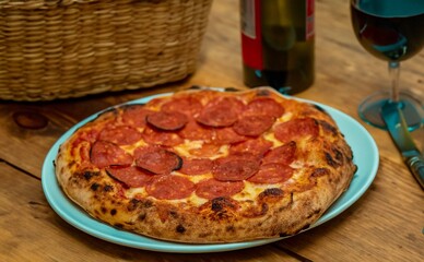Pepperoni's true rustic pizza with sourdough mass fermented with Levain. A perfect vera pizza