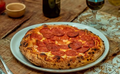 Pepperoni's true rustic pizza with sourdough mass fermented with Levain. A perfect vera pizza