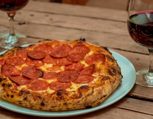 Pepperoni's true rustic pizza with sourdough mass fermented with Levain. A perfect vera pizza