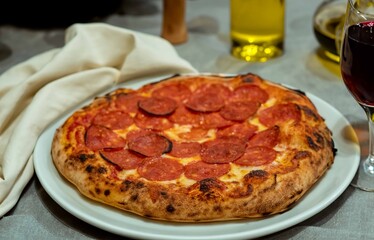 Pepperoni's true rustic pizza with sourdough mass fermented with Levain. A perfect vera pizza