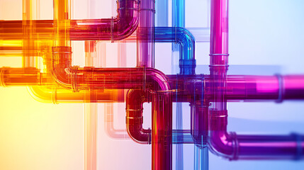 A blue pipe with a blue line on it. The pipe is made of glass and is part of a larger system