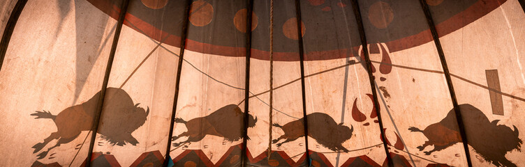 Tepee with bison artwork 
