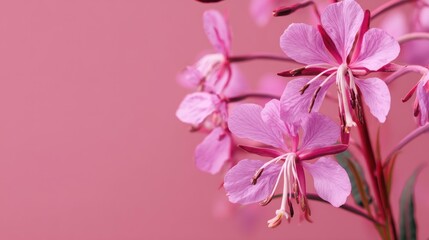 Fototapeta premium Pink wildflower blooms in full focus against a complementary soft background