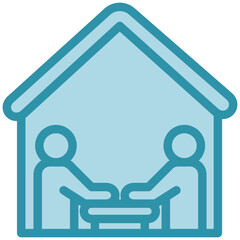 Meeting Room dual tone blue color, mini illustration icon. use for modern concept, print, UI, UX kit, web and app development. Vector related to remote working, work from home.