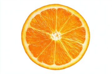 Vivid Cut Orange Slice Juicy Citrus Fruit on a Clean White Background CloseUp View