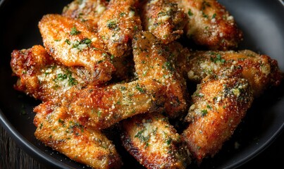 Golden perfection Awaits With Garlic Parmesan Chicken Wings On Plate
