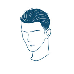 Male Head Profile with Slicked Back Hair Illustration