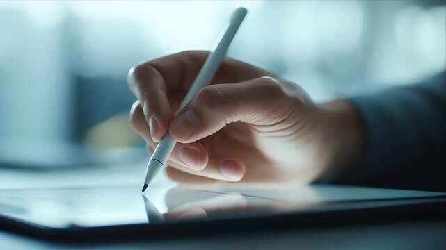 スタイラスでタブレットに書き込む手｜Hand Writing on Tablet with Stylus