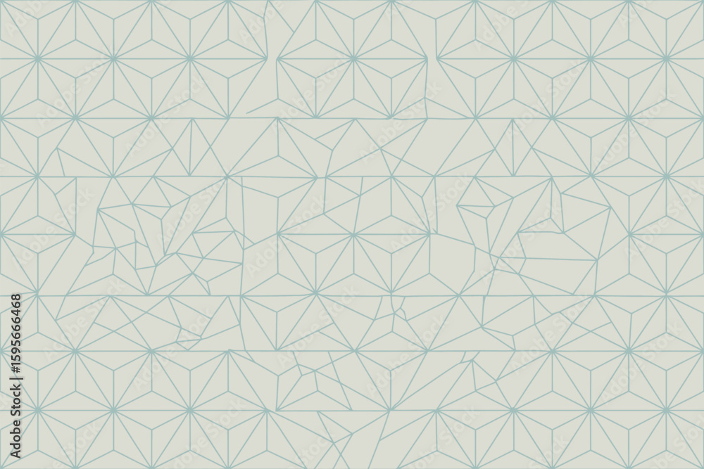 Poster geometric pattern with light blue lines forming star shapes and triangles on a pale background surfa