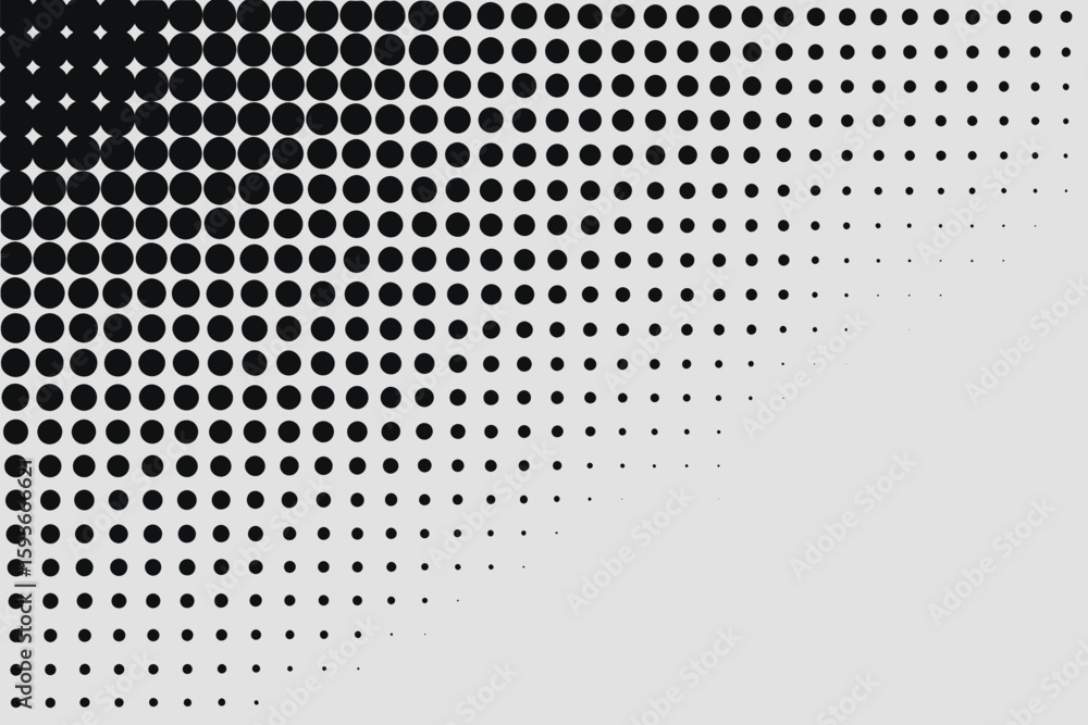 Aufkleber black circles in a gradient pattern fading from large to small on a light gray background design art