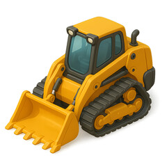 Cute Isometric 3D Track Loader with Transparent Background