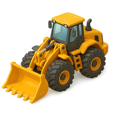 Cute Isometric 3D Wheel Loader with Transparent Background