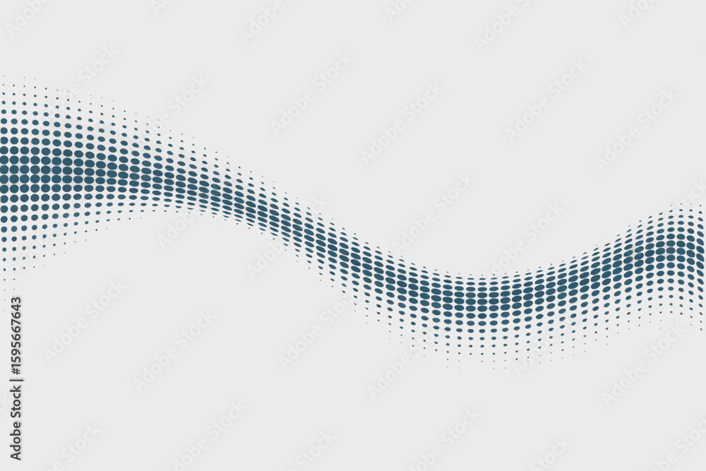 Aufkleber a halftone pattern of blue dots forming a wavy line on a white background simple and clean design