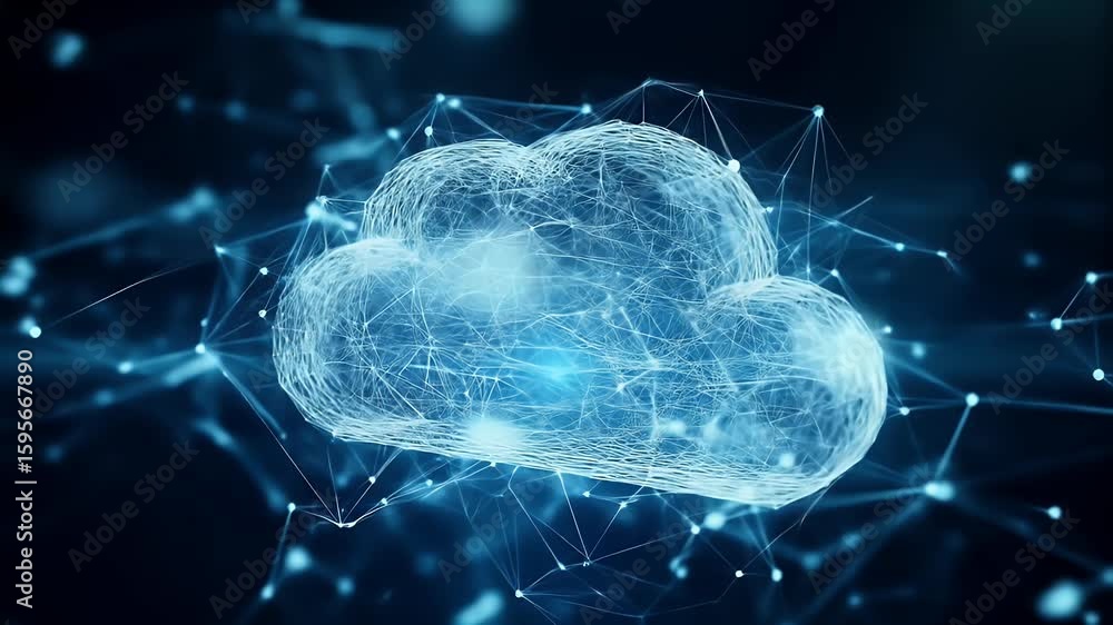 Poster conceptual depiction of data storage and cloud computing.