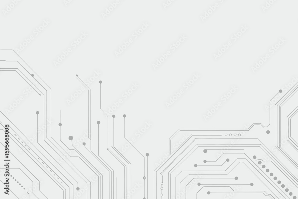 Fototapete a minimalist gray background featuring a circuit board design with interconnected lines and nodes pa