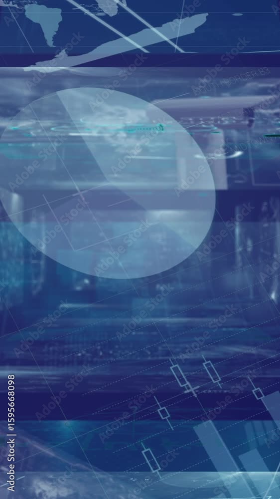 Poster animation of data processing over blue background