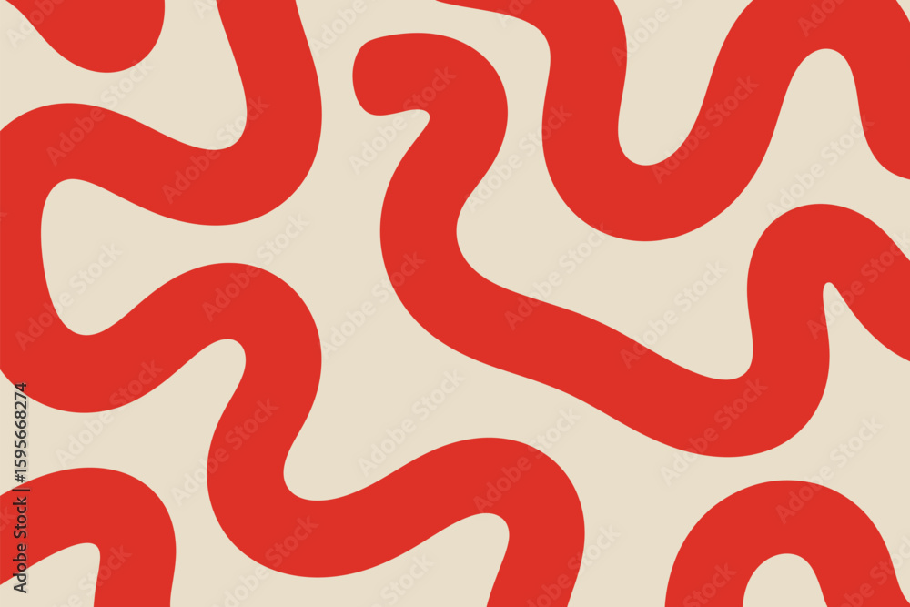 Poster a simple background with red squiggly lines on a light beige backdrop creating a retro aesthetic