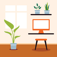 Modern Home Office Desk Setup Designs with Plants