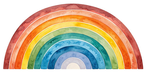 Obraz premium Whimsical Watercolor Rainbow Illustration with Transparent Background Playful Hand-Painted Rainbow in Warm and Cool Tones
