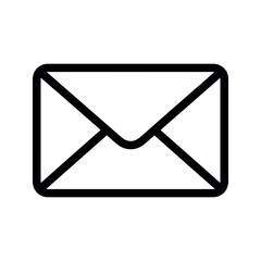 Simple Black and White Envelope Icon Isolated on White Background