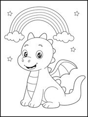 Fantasy Dragon Printable Coloring Page – Kid-Friendly Line Art Illustration for Coloring Practice and Creative Fun