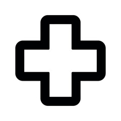 Obraz premium Bold Black Outline White Plus Sign on White Background