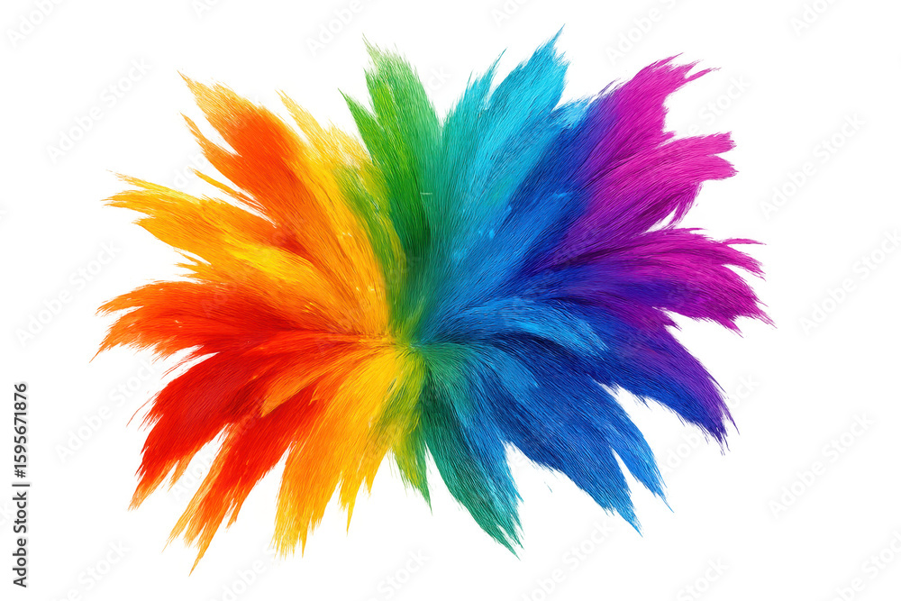 Poster vibrant multicolored burst spreading radial patterns, suggesting dynamic paint splatter with explosi