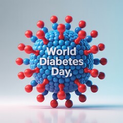 World diabetes day awareness concept with abstract blue and red sphere
