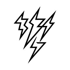 Powerful graphic illustration of a cluster of lightning bolts, a symbol of energy, power, and sudden impact. The stark contrast between the black lines and the background heightens the visual impact.