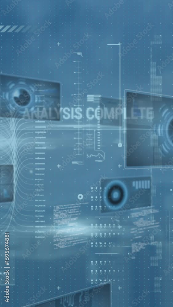 Poster animation of data processing over blue background